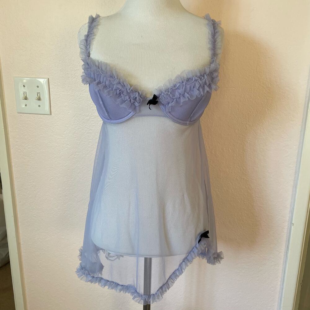 Victoria’s Secret Lavender Babydoll Lingerie Set 36B Silk Panty M/L - Picture 13 of 13